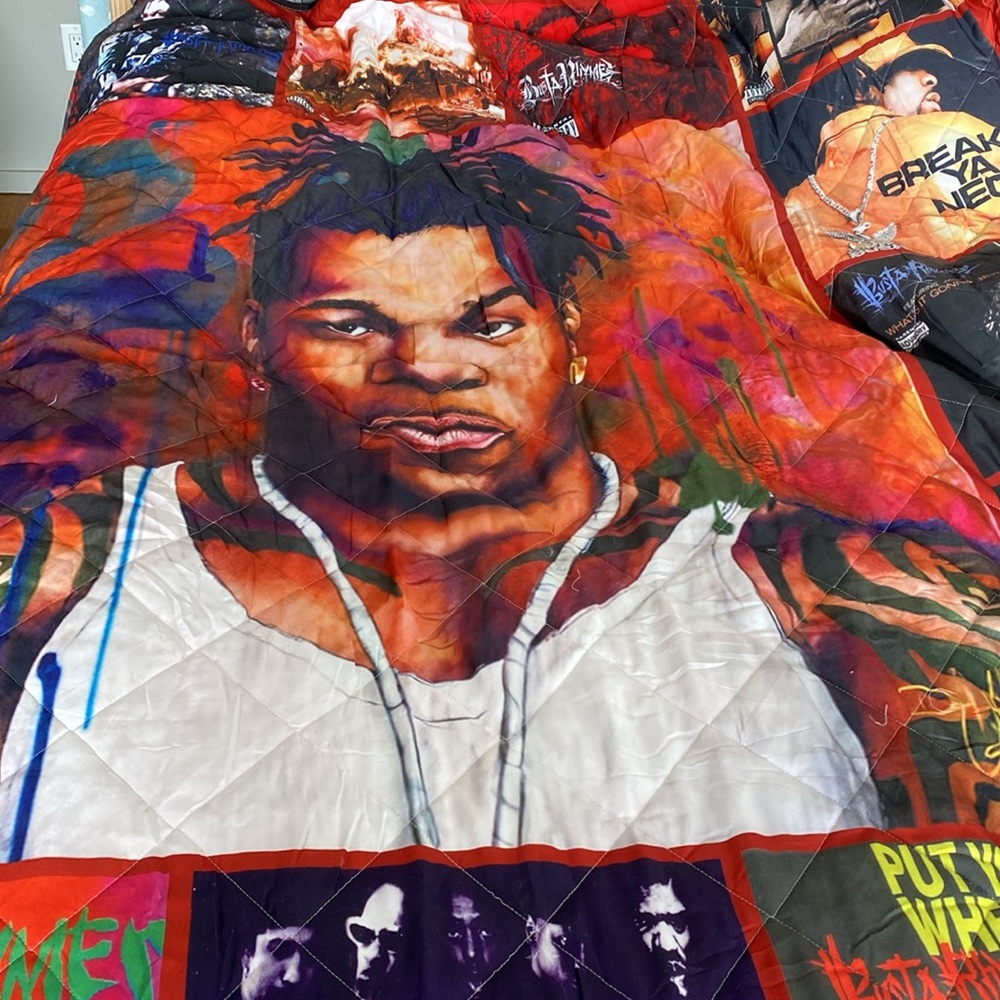 **Busta Rhymes Album Covers Quilt Blanket** Never used - Picture 3 of 5